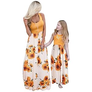 BOFETA Family Matching Dress Holiday Summer Printed Dress Floral Beach Cute Long Dress
