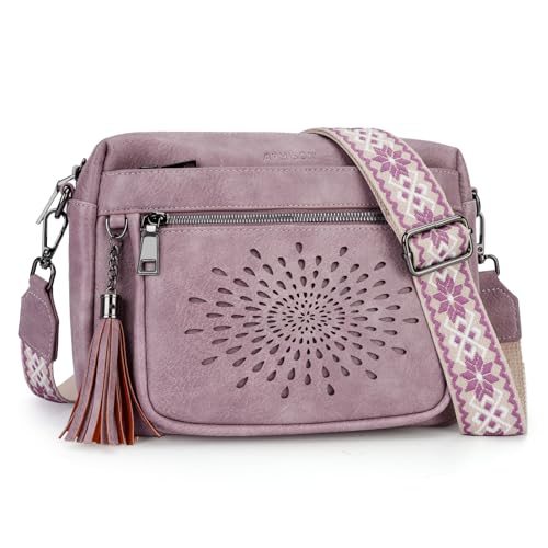 APHISON Crossbody Bags for Women Trendy, Leather Crossbody Purses Shoulder Handbags with Adjustable Guitar Strap