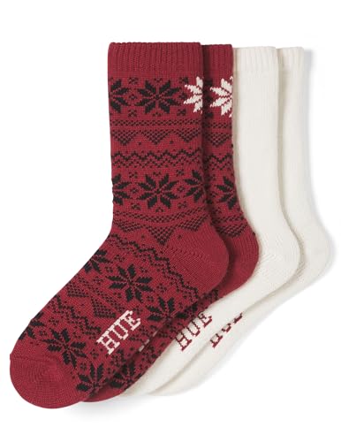 Image of HUE womens Crew Length Boot Socks, 2 Pair Pack