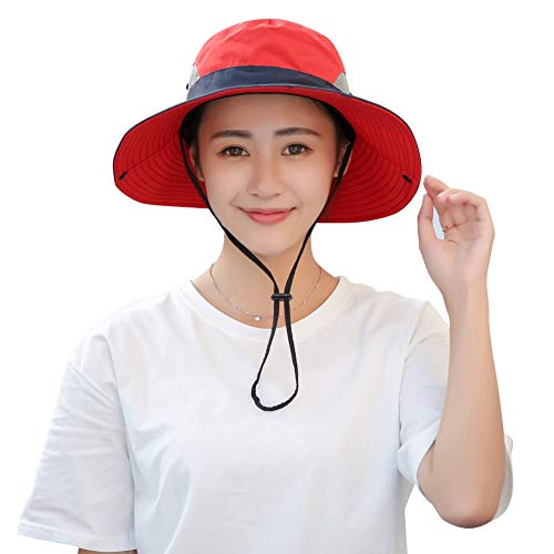 EFINNY Mujeres Protección UV al Aire Libre Boonie Bucket Hat Malla Plegable de ala Ancha Sombrero de Pesca de Playa Sombrero de Sombra de Playa