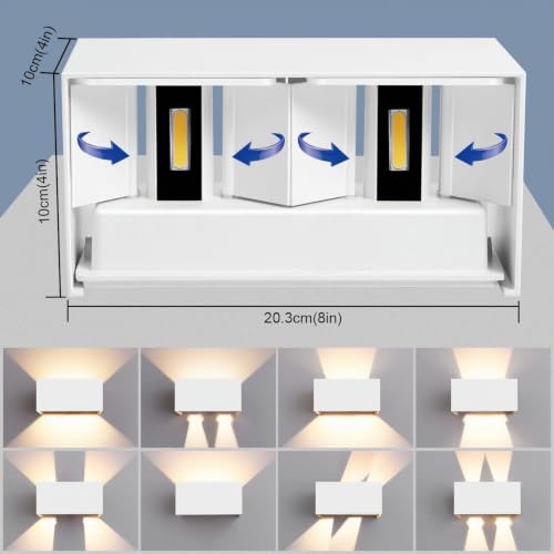 Miniatura 2 de Kingwei 4piezas 20w Apliques Pared Interior Exterior 3000k Blanco Cálido Moderno Apliques Pared Led Ángulo De Haz Ajustable Apliques Parede Ip65 Imp