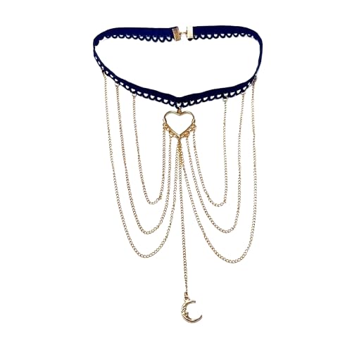 Heart Thigh Chain for Women & Girls | Gold Plated Leg Chain with Moon Charm | Adjustable Gothic Leg Garter Jewelry | Party, Festival & Fashion Body Accessory-image-23