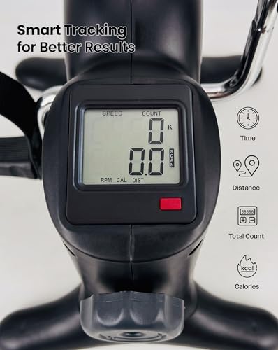 Image of Sparnod Fitness SMB-525B Arm & Leg Mini Exercise Bike with LCD Display, Adjustable Resistance, Portable Under Desk Pedal Exerciser for Home & Office Workout, Compact Steel Frame, 120kg Capacity