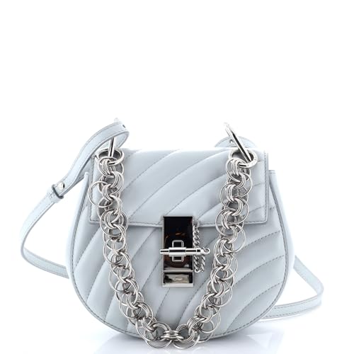 Chloe Drew Bijou Quilted Leather Crossbody Bag Blue