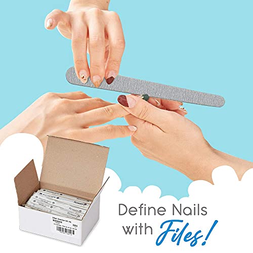 Flowery Disposable Nail File Wood Core 100/180 Grit, Silver, 100 Count - Thumbnail 3