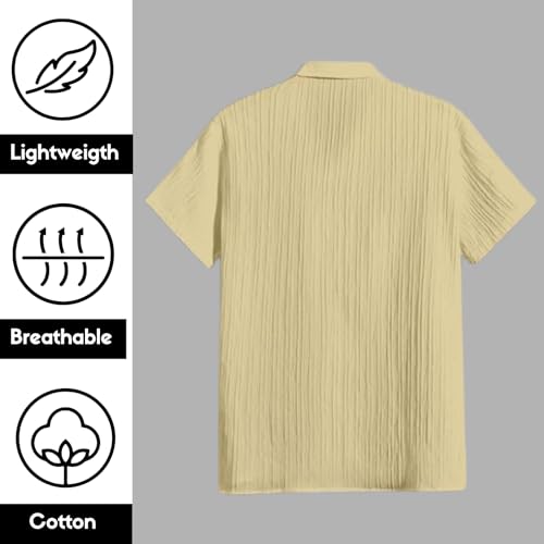 Image of Vikita Enterprise Kid Boy's Cotton Solid Shirt with Spread Collar Neck Half Sleeves Button Closure Curved Hem Length | Shirt For Kids Boys