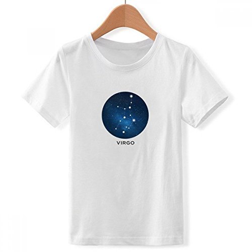 T-shirt garçon blanc ras du cou motif constellation vierge multicolore