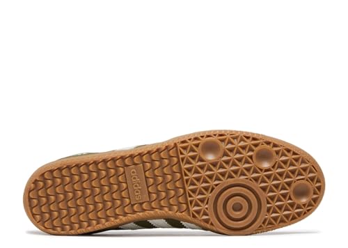 Image of adidas Men's Samba OG Reflective Nylon Shoes, Focus Olive /Wonder White /Gum, Size 8.5