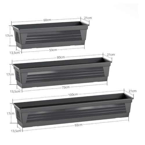 Plastard Blumenkasten 80 cm Anthrazit, Pflanzkasten, Balkonkasten – Ansicht 3