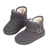 [tangcheng] スノーブーツ キッズ ムートンブーツ ショート ブーツ 子供 スノーシューズ ベビー 冬靴 ふわふわ 防寒 厚手 無地 可愛い 暖かい 滑り止め 男の子 女の子 超軽量 ベルト付き 履きやすい 綿靴 赤ちゃん 冬 子供靴 雪遊び 通学 (グレー,21.0 cm)