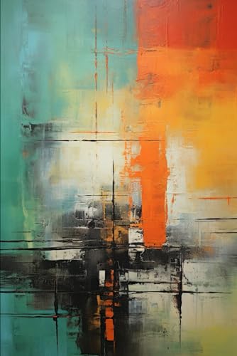 Notizbuch 80 Seiten Liniert – Abstrakte Acrylkunst in Orange, Türkis und Gelb, Modernes und Kreatives Design für Künstler und Farbenliebhaber.: ... Schreibbuch dynamische Farben.
