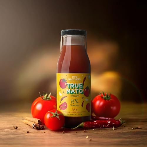 Image of Two Brothers Organic Farms Truemato Ketchup - Spicy Tomato Ketchup 750g | Naturally Made with 75% Fresh Tomatoes | No Refined Sugar | Upgraded