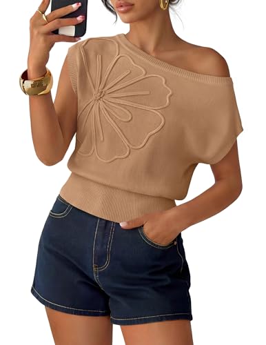 ZESICA Women's Summer Off Shoulder Short Sleeve Sweater Vest 2026