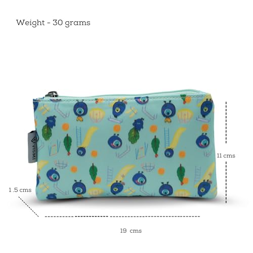 Image of VISMIINTREND Evil Eye Design Blue Flat Pouch - Stylish and Multi-Purpose for All Ages Boys & Girls | Large | Stationary Organizer | Pen Case | School | Kids | College | Students | Gifts