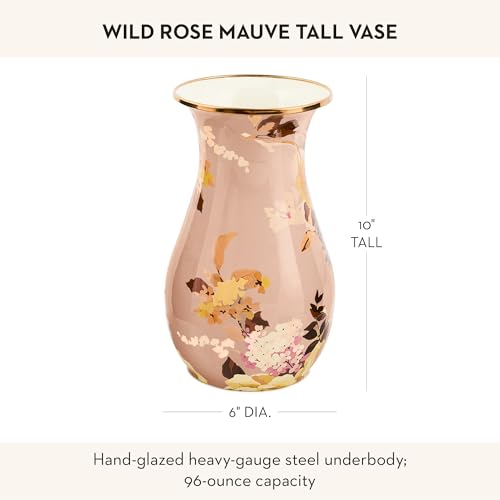 Image of MACKENZIE-CHILDS Enamel Tall Vase, Wild Rose Mauve