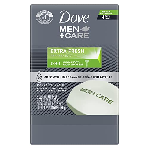 Dove Men+Care Bar 3 In 1 Cleanser For Body, Face, And Shaving To Clean And Hydrate Skin Extra Fresh Body And Facial Cleanser More Moisturizing Than Bar Soap 3.75Oz 24 Bars #TOP1