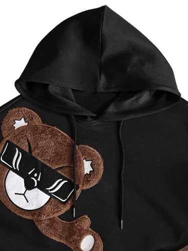 GORGLITTER Men's Bear Pattern Drawstring Pullover Hoodie Causal Long Sleeve Hooded Sweatshirts4
