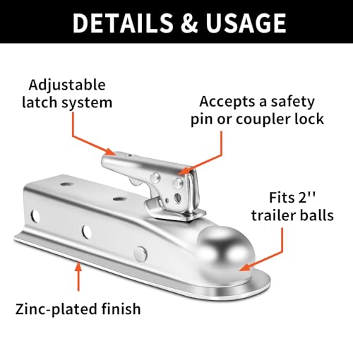 image for METOWARE Straight Trailer Tongue Coupler for 2