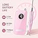 Professional Nail Drill Electric File 45000RPM, Portable Rechargeable Electric Nail File with 11 Drill Bits & 50 Sanding Bands, Low Noise Nail Drill Kit for Acrylic Gel Nails, Salon & Home Use, Pink
