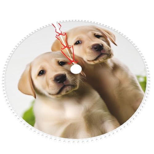 Jupe de sapin Labrador avec pompons 122 cm pour décor de Noël - 3