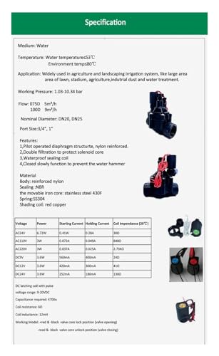 Électrovanne d'irrigation automatique 220V avec vanne de régulation nylon