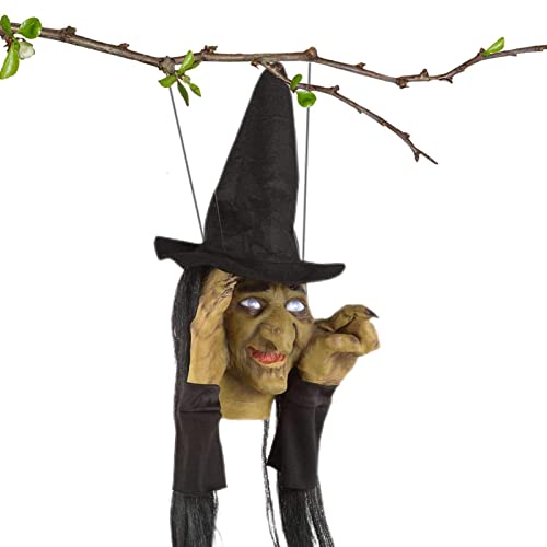 Moageme Tapping Hag,Bruja Colgante de Halloween Decoración Broma Bruja espiando - Decoración de Fiesta de Halloween Accesorios de mansión embrujada Decoración de Broma al Aire Libre, sin Movimiento Cover
