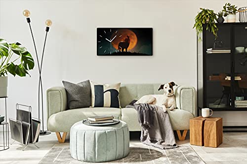 Image art moderne loup sur toile avec mécanisme horloge de précision