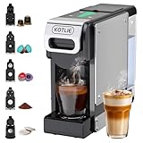 5 en 1 Máquina de Café en Cápsulas 19BAR para Lavazza MIO/Nespresso Original/Dolce Gusto cápsulas y Café Molido/ESE Pod, Máquinas Automáticas de Café Espresso en Cápsulas Pequeñas, 1L, 1450W