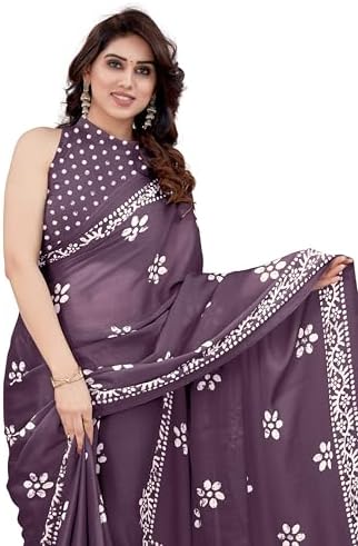 MIRCHI FASHION - Women's Chiffon Batik Print Saree
