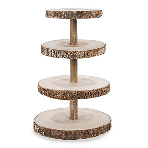 Darice David Tutera 4-Tier Rustic Slice Cupcake Stand, Natural Wood