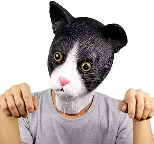 Cute Cat Mask, Funny Latex Adults Animal Full Head Mask for Halloween Costume Cosplay Party Props