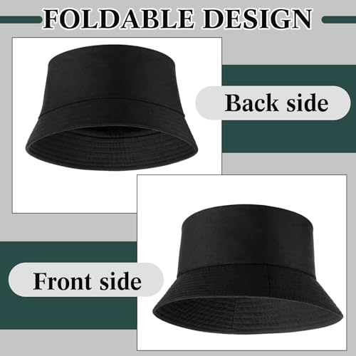 Image of 36 /24 /12 Pcs Bucket Hats for Men Women Bulk Cotton Fishing Cap UV Protection Beach Foldable Solid Color Sun Cap