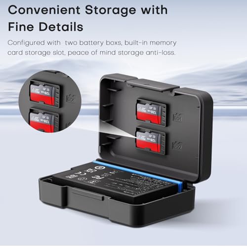 REYGEAK Wiederaufladbarer Lithium-Akku für Insta-360 X5, 2 x 2800 mAh Hochleistungs-Akkus mit Ladegerät für insta-360 X5 (Ladegerät + 2 Akkus)