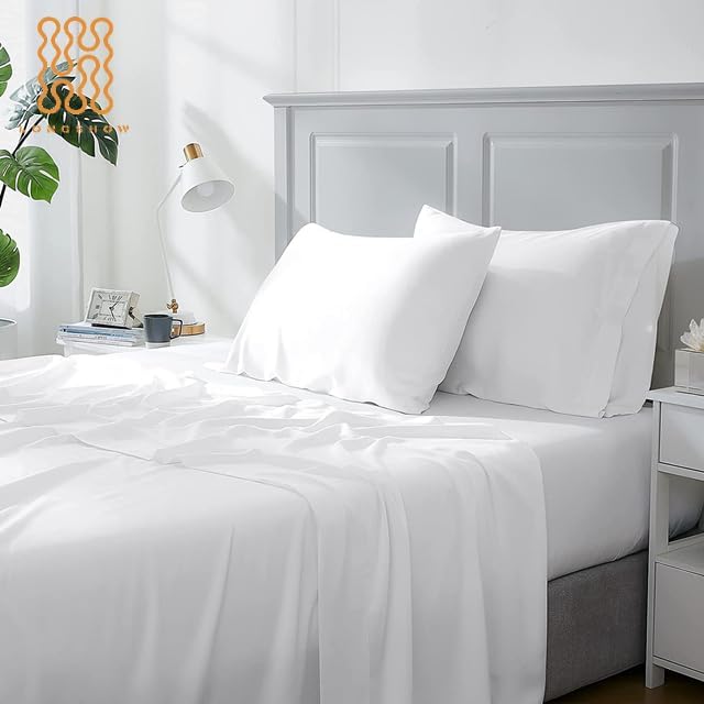 100% Lyocell Bamboo Cooling Sheets by Palace of Linen by Adanna (Pearl, Queen (U.S. Standard))