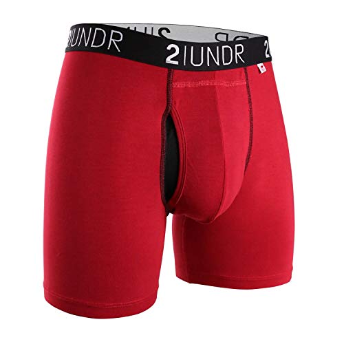 2UNDR Men's Swing Shift Boxer Brief, Red/Red, Large