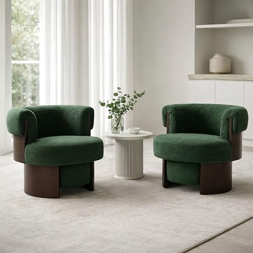 Christopher Knight Home Scrolla Boucle Upholstered 360° Swivel Accent Chair Set of 2, Teddy...