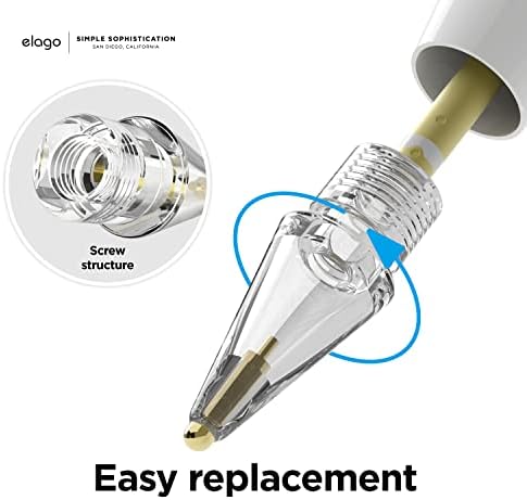 elago 2 Pack Replacement Metal Pencil Tips Compatible with Apple Pencil Pro, Apple Pencil (1st & 2nd Generation) and Apple Pencil (USB-C), Wear-Resistant High Sensitivity Pencil Nibs