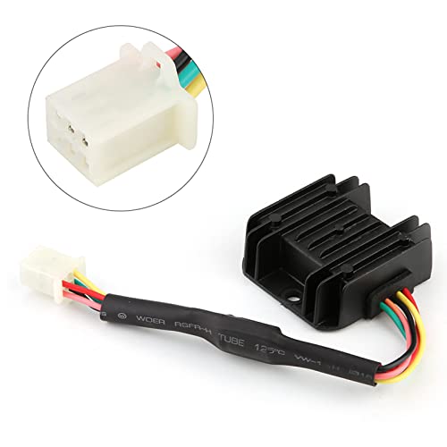 Terisass Prostownik 5-pinowy regulator napięcia motocyklowego, prostownik, części motocyklowe, elektryczne komponenty uniwersalne, pasuje do motocykli, quadów, skuterów z silnikiem GY6