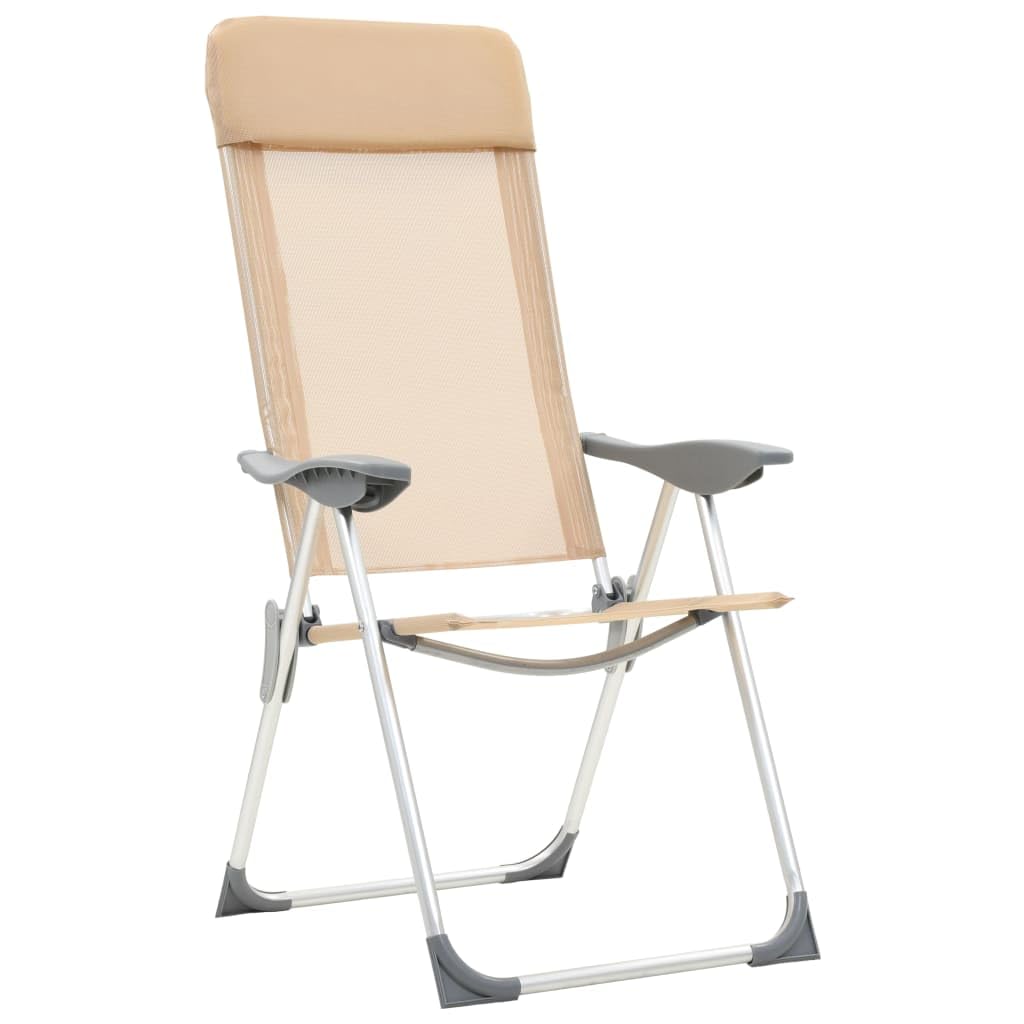 Generico Sedie Pieghevoli da Campeggio 4 pz in Alluminio Crema,Articoli Sportivi,Ricreazione all'aperto,Campeggio e Trekking,Attrezzatura da campeggio-44309