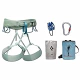 BLACK DIAMOND Women’s Momentum Harness Rock Climbing Package | Climbing Harness, Belay Device, Carabiner & Chalk Bag Set | Desert Sage | Medium