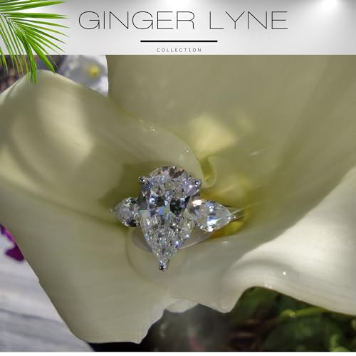 Pear CZ Engagement Rings for Women by Ginger Lyne |3.78 Ct 8A Cubic Zirconia | 925 Sterling Silver Wedding Ring for Women | Travel Promise or Bridal for Her3