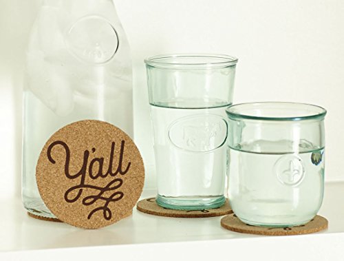 Y'all Texas Coaster Set Cork 3.5 Inch Coasters - 4 Texas Coasters Texas Gift #TOP4