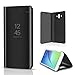 Produktbild TAITOU Huawei Mate 10Pro Case, Translucent Window View Flip Wallet Stand Cover, Shiny Plating Make Up Mirror, Smart Sleep/Awake Hard Case for Huawei Mate10 Pro, Scan QR Package Code, Black