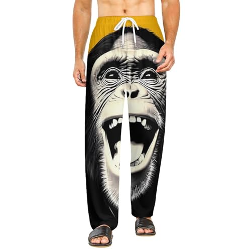 Laugh Monkey Chimp Men's Pajama Pants Casual Lounge Pant Pj Bottoms for Men with Pockets and Drawstring Soft