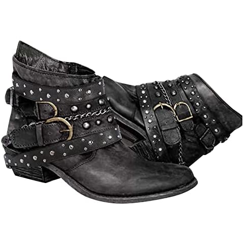 Women's Steampunk Chunky Low Heel Boots Cover