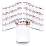 flaschenbauer.de 48er Set Sturzgläser 430 ml inkl. Twist Off Deckel TO82 zum Einmachen von Suppen, Babynahrung (Deckel Rot, TO82)