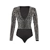 Rockstar - Body con tachuelas de remache, color negro, para mujer, Negro -, L