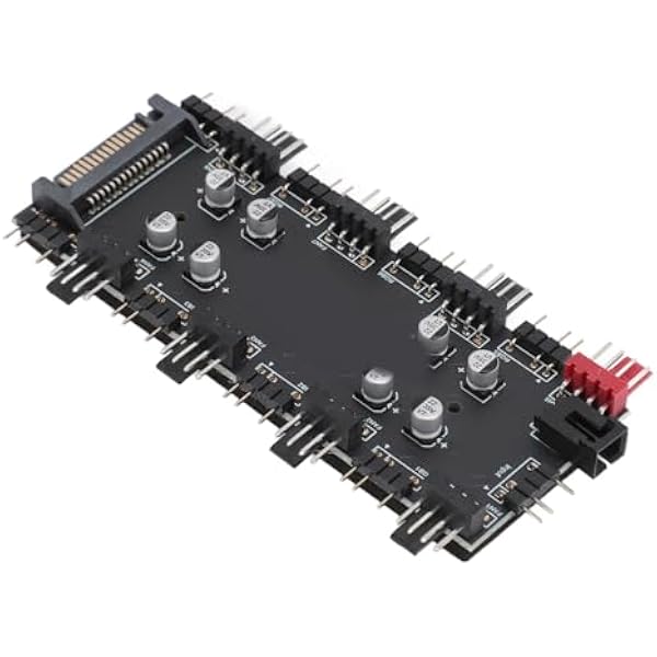 AMONIDA Koncentrator ARGB PWM 2 w 1 z 8-kierunkowym Wentylatorem i Portami RGB dla Zsynchronizowanych Efektów świetlnych