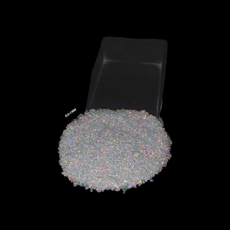 Crushed White Opal Coarse Stone Powder All Size Premium Inlay Material Woodwork Inlay MultiFire Opal Ring Inlay Sparkling Fire White Healing Crystals Chips Decoration Craft DIY