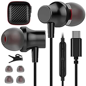USB C Headphone, COOYA USB Type C Earphones Wired Earbuds Magnetic Noise Canceling in-Ear Headset with Microphone for…
